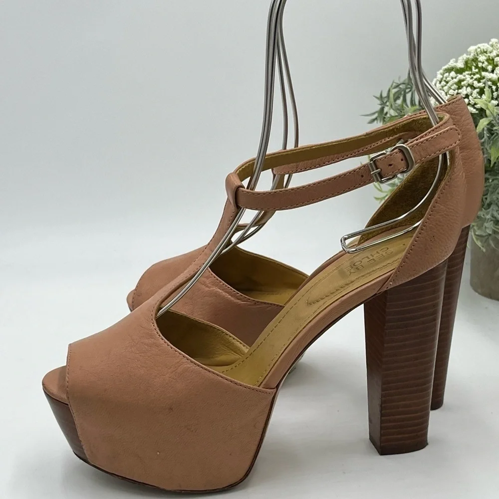 See By Chloe Vela Light Pink-Nude Platform High Heels‎ Sandals Sz 36.5/US 6